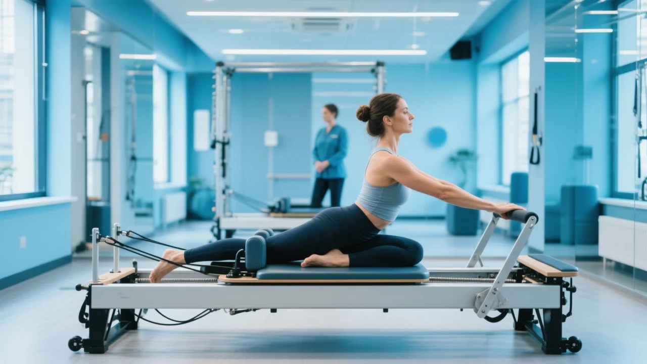 Aula de Pilates com acompanhamento profissional no RF Studio São Vicente